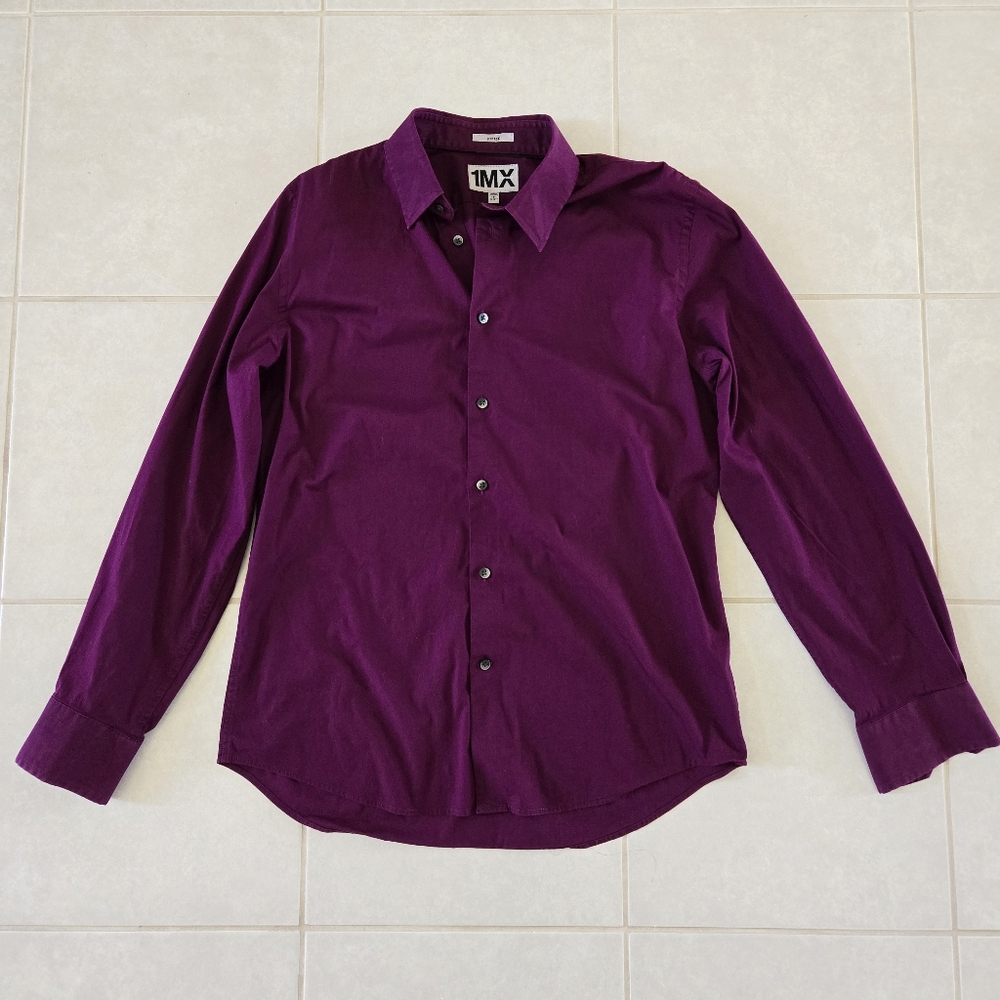 EXPRESS 1MX Men's Long Sleeve Purple Plum Shirt Size Large (16-16 1/2)